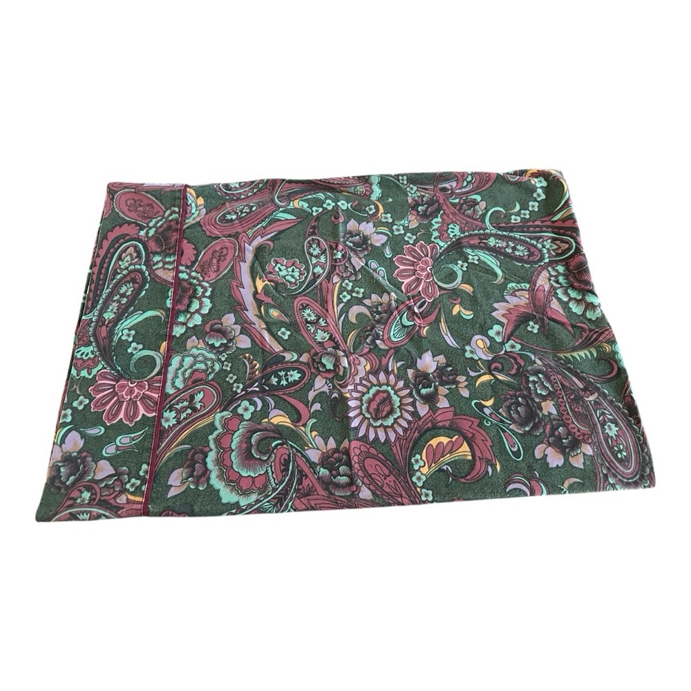Vintage pillowcase dark colors paisley pattern standard size pastel floral